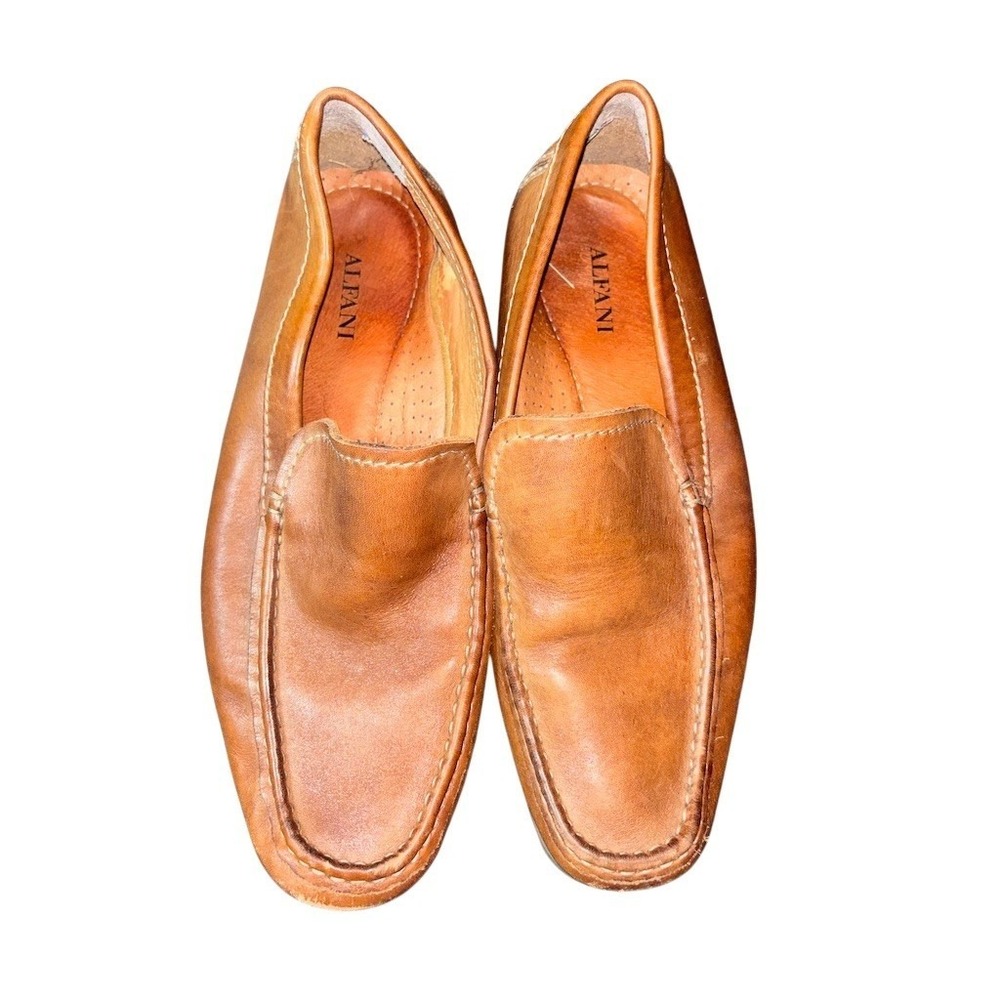 Alfani Men's Loafers Brown Slip-On Moc Toe Driving Shoes 10.5 M Java leather